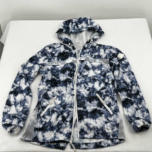 HOLLISTER Women’s Tie Dye Rain Jacket windbreaker hooded Coat blue/white size XS - Picture 1 of 10